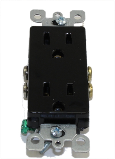 15 Amp 125v, 5-15R, Decora Duplex Receptacle Outlet, Black