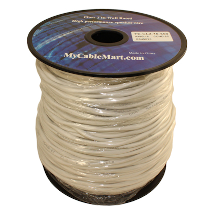 500ft Speaker Wire, 16AWG Copper In Wall Rated/CL2 with PVC Outer Jacket