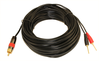 50ft 1 Wire SubWoofer 18AWG (1 RCA to 2 Pos/Neg Speaker Connects) Cable