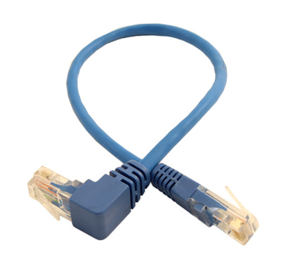 1ft Cat5E ANGLED Ethernet RJ45 Patch Cable, NON-BOOTED, BLUE
