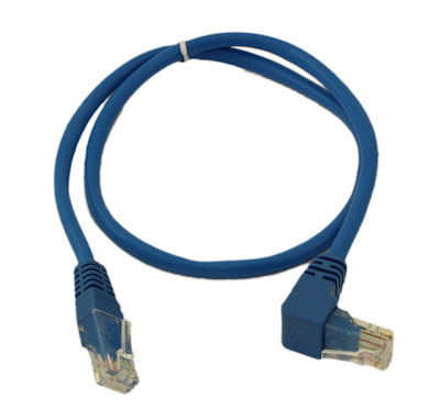 2ft Cat5E ANGLED Ethernet RJ45 Patch Cable, NON-BOOTED, BLUE