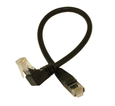 1ft Cat6 ANGLED-UP Ethernet RJ45 Patch Cable, NON-BOOTED, BLACK