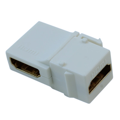 Keystone Jack Insert/Coupler HDMI Angled, Gold Plated, Female/Female, White