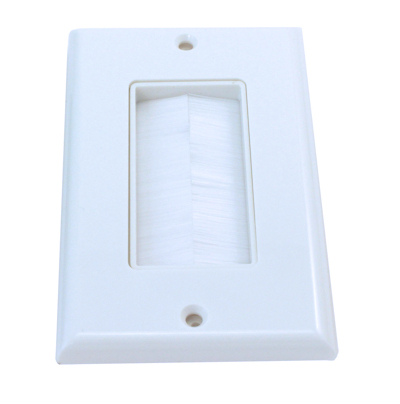 Wall plate: Single-Gang Decora with Brush Pass-thru, White