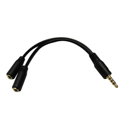 3.5mm 4 Conductor TRRS Y-Split:1 Male to 2 Female 4 Conductor Adapter Cable