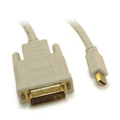 3ft Mini DisplayPort Cable to DVI 30AWG Gold Plated, White