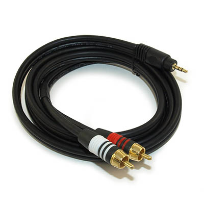 6ft 3.5mm Premium Mini-Stereo TRS Male to 2 RCA Male Audio/Speaker Cable