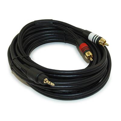 10ft 3.5mm Premium Mini-Stereo TRS Male to 2 RCA Male Audio/Speaker Cable