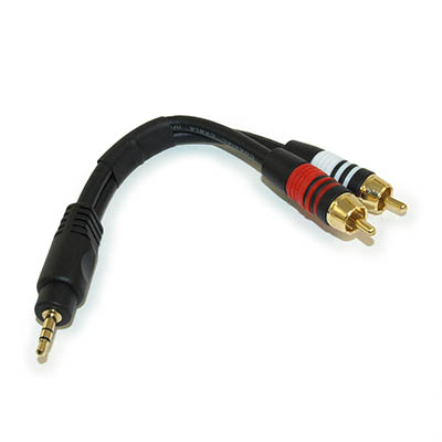6inch 3.5mm Premium Mini-Stereo TRS Male to 2 RCA Male Audio/Speaker Cable