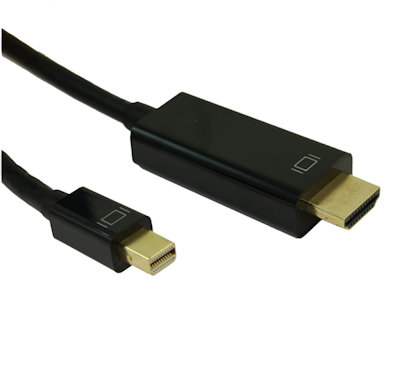 15ft Mini DisplayPort to HDMI Cable 28AWG Gold Plated, 4Kx2K@30Hz, Black