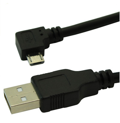 10inch USB 2.0 Type A Male to RIGHT ANGLED Micro-B 5-Pin Cable