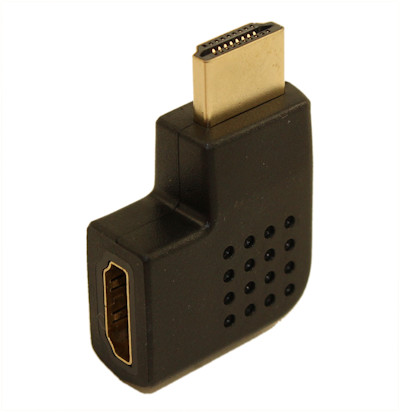 HDMI Right Angle M/F Adapter RIGHT-SIDE Oriented Gold Plated
