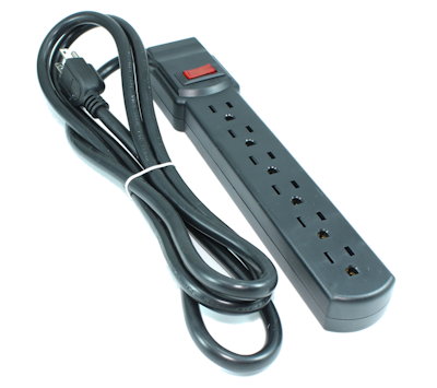 6ft 6 Outlet Power Bar (14AWG/15A) with 90J Surge Protector, Black