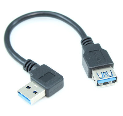 LEFT-Facing ANGLED USB 3.0 Male to USB 3.0 Female Cable 7
