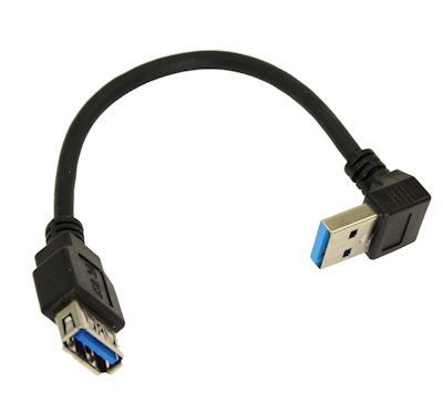 6inch DOWN-Facing USB 3.2 Gen 1 Type A Male to Type A Female Cable, Black