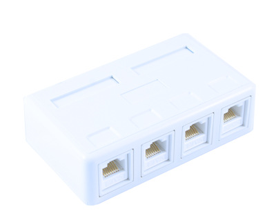 Wallplate  Surface Block (Biscuit Jack) CAT6 RJ45 4 Port, Punch-down type