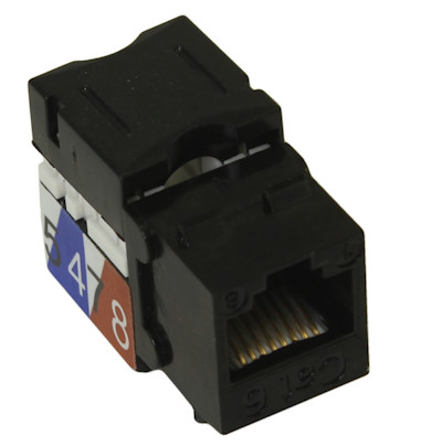 Keystone Jack Insert/Punch-down SLIM - Cat 6 RJ45 Networking, Black