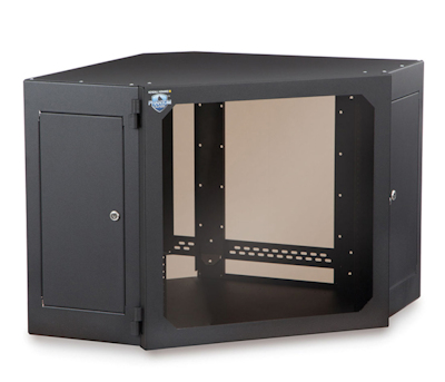 12U Corner Wall Mount Cabinet 27inches Deep with Glass Door