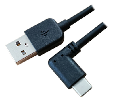 1.5ft USB Type-C 90 Degree Male to Type-A Male Cables, 480Mbps, Black
