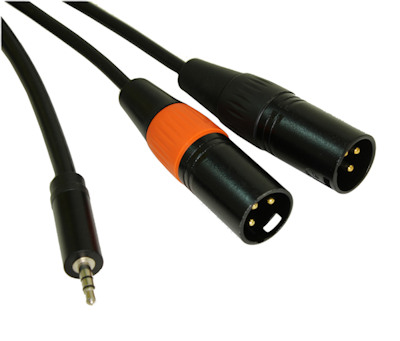 3ft Premium 3.5mm TRS Stereo Male to 2 XLR