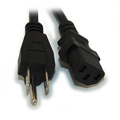 2ft Computer Power Cord (NEMA 5-15P to C13 Plug 18AWG, Black