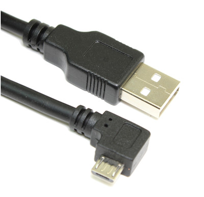 3ft USB 2.0 Certified Type A Male to LEFT ANGLE Micro-B 5-Pin Cable
