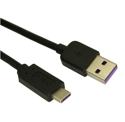 10ft USB QUICK-CHARGE v3 Type-C Male to Type-A Male Cables, 480Mbps, Black