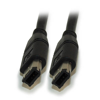 3ft, 6 Pin to 6 Pin Firewire 400 / 1394 / iLink Cable, Black