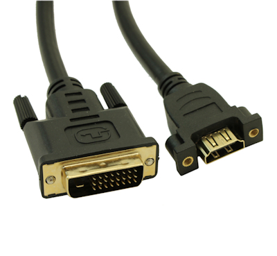 10inch PANEL-MOUNT HDMI Female/DVI-D Combination Cable (30 AWG),Gold Plate