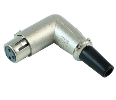 XLR RIGHT ANGLE Female Self-solder Connector, Shielded, Nickel Plated