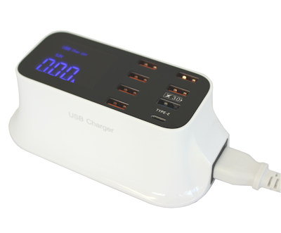 8 Port USB 8 Amp High Capacity Power Charger, QC3 & C with Smart Monitoring