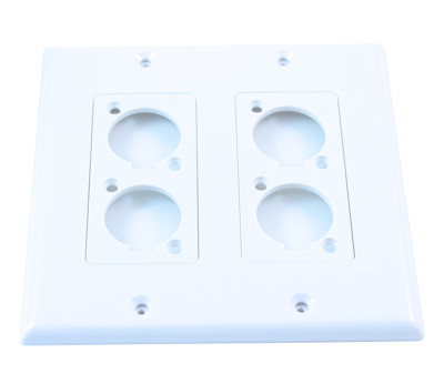 Wall plate: 2 Gang / 4 Hole D-Series/Neutrik Connector Plate, PVC White