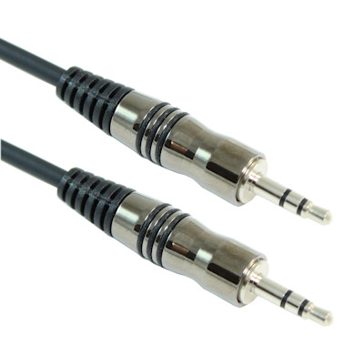 6ft 3.5mm PLENUM METAL SHELL Mini-Stereo TRS Male to Male Cable, Black