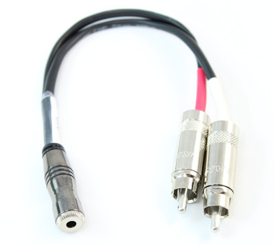 6 INCH PLENUM 3.5mm Mini-Stereo TRS Female to Two RCA Male Speaker Adapter