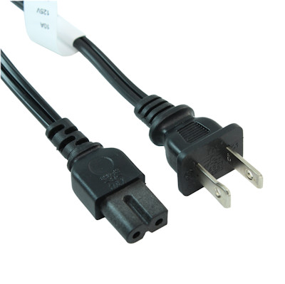 6ft Figure 8 POLARIZED Power Cord (NEMA 1-15 to C7 Plug), 18/2AWG, Black