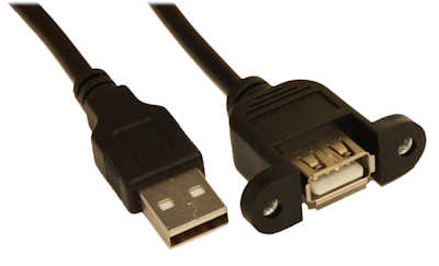 6inch USB 2.0 Type A Male to A Female PANEL MOUNT Cable