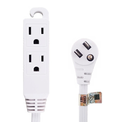 6ft 3-Outlet 3-Prong FLAT ANGLED Power Extension Cord (NEMA 5-15P), White