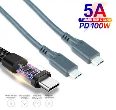 10ft USB 3.2 Gen 2 Type-C Male/Male Cable, PD to 100W/5A, 10Gbps Black