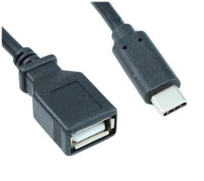 6inch OTG USB 2.0 Type-C Male to Type A Female, Black