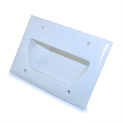 Wallplate: Triple-Gang Recessed Cable Pass-thru, White