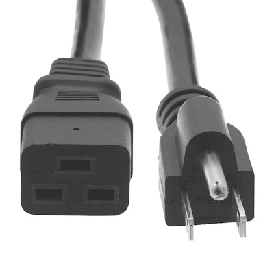 10ft Computer Power Cord (NEMA 5-15P to C19 Plug), 14AWG, Black